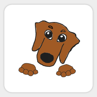 dachshund red peeking cartoon Sticker
